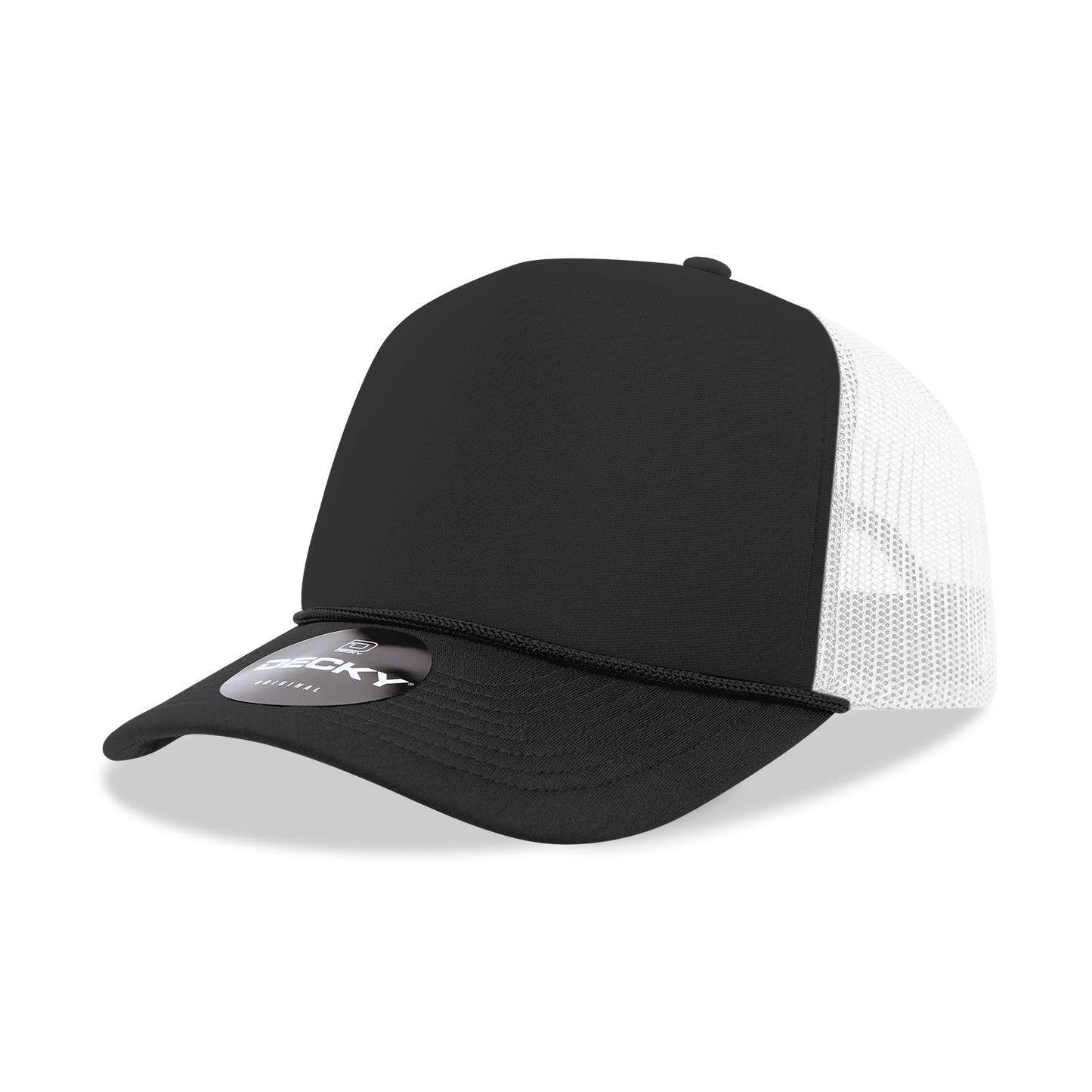 Decky 6025 - Mid Profile, 5 Panel Foam Trucker Hat - 6025: Black
