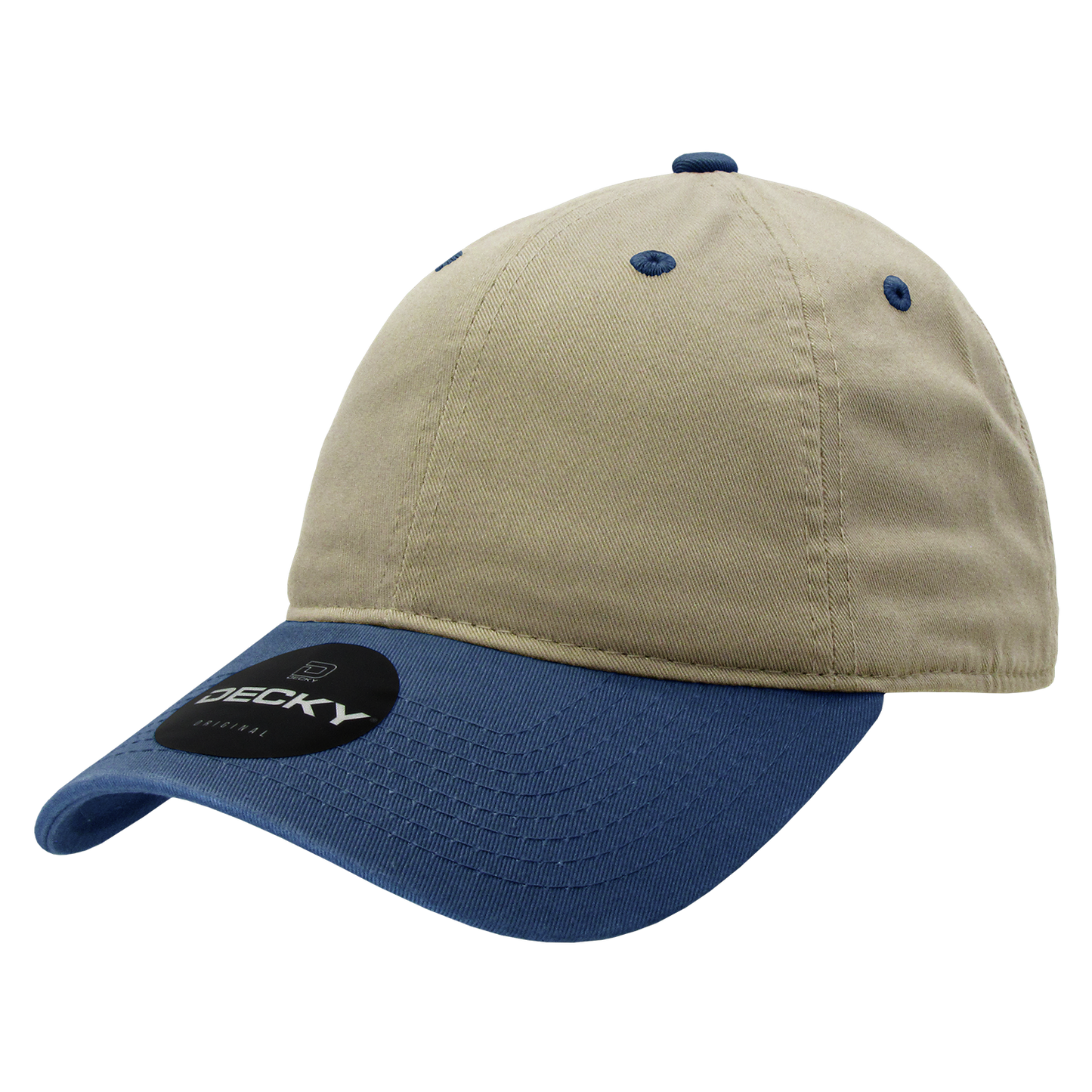 Decky 205 - Classic Low Profile, Relaxed Cotton Dad Hat: Khaki/Black