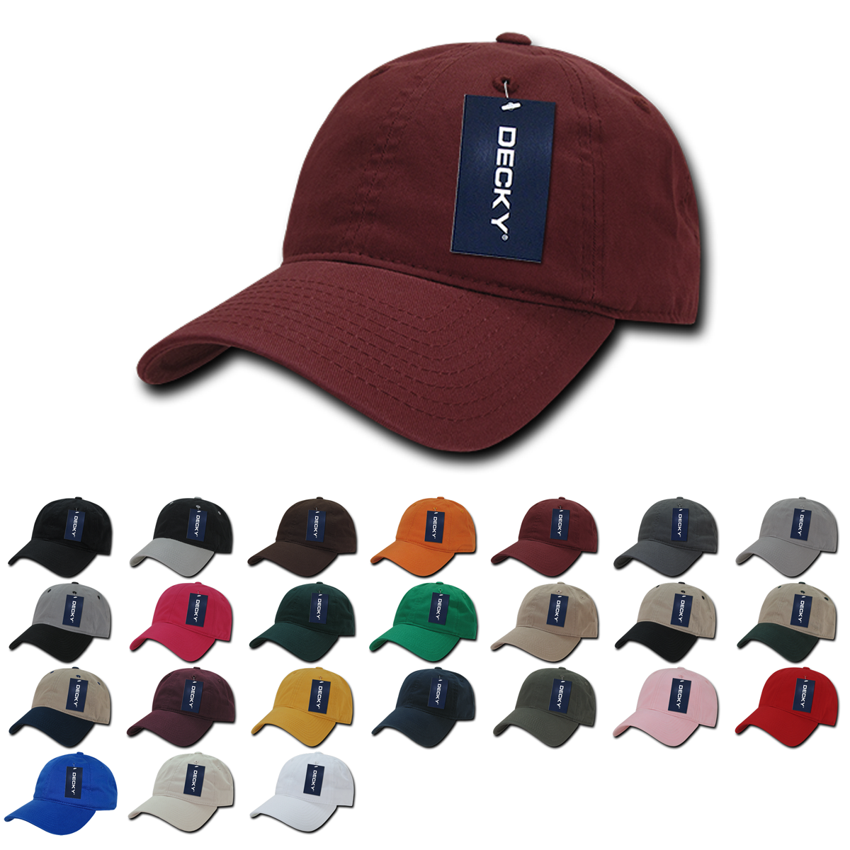 Decky 205 - Classic Low Profile, Relaxed Cotton Dad Hat: Khaki/Black