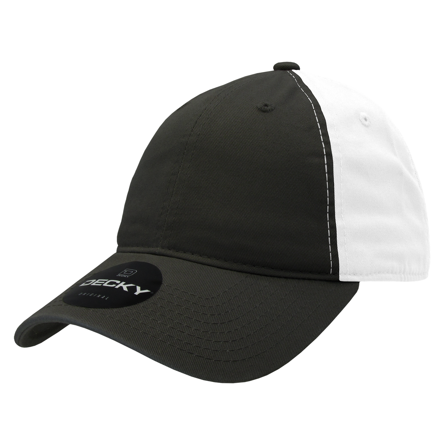 Decky 205 - Classic Low Profile, Relaxed Cotton Dad Hat: Khaki/Black