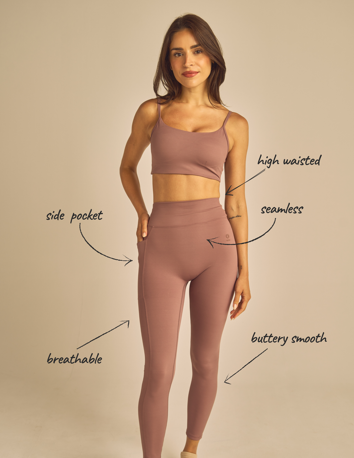 Luxe Compression Leggings: Mauve / L
