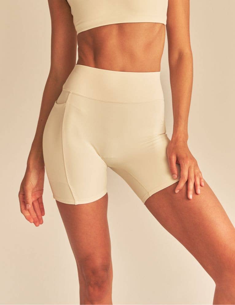 Luxe Compression 5" Biker Shorts: Opal / L