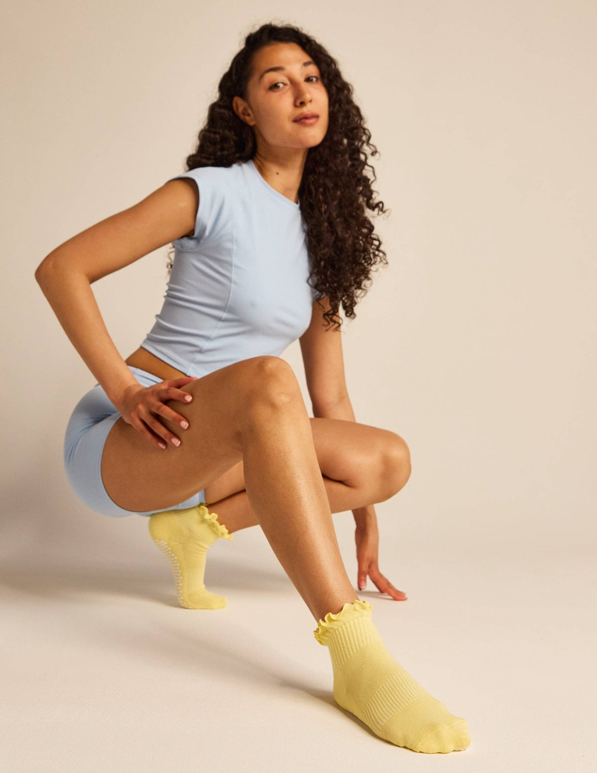 The Ruffle Grip Sock: Baby Blue