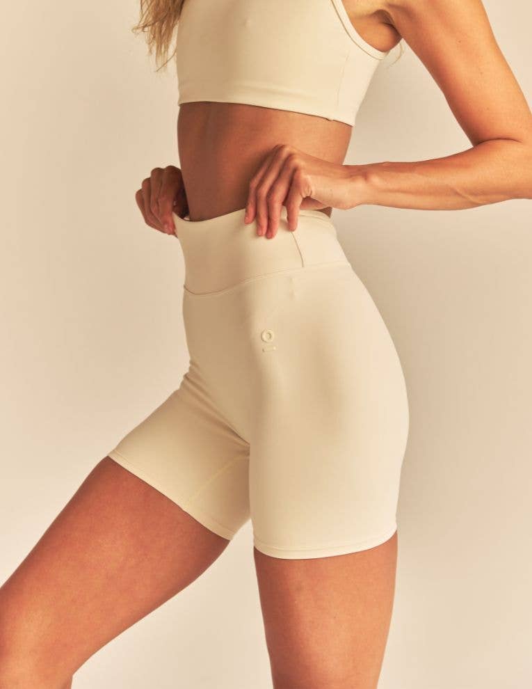 Luxe Compression 5" Biker Shorts: Opal / L