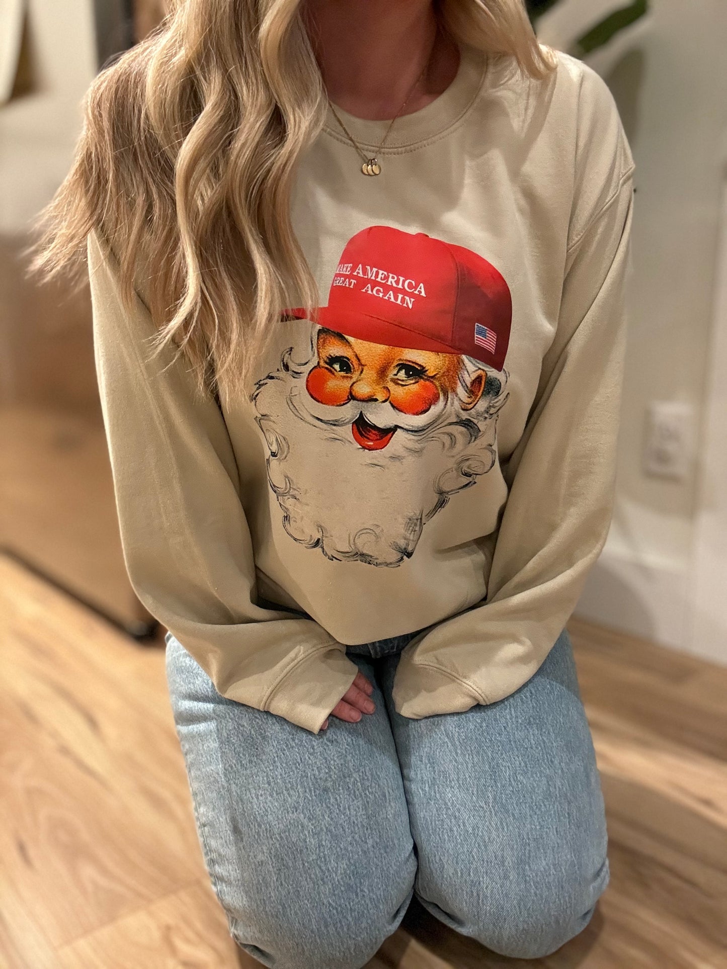 Santa Sweatshirt MAGA Hat