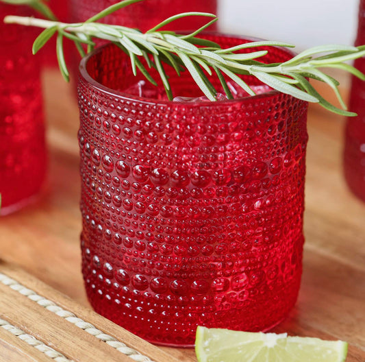 Red old fashioned drinking glass 10oz