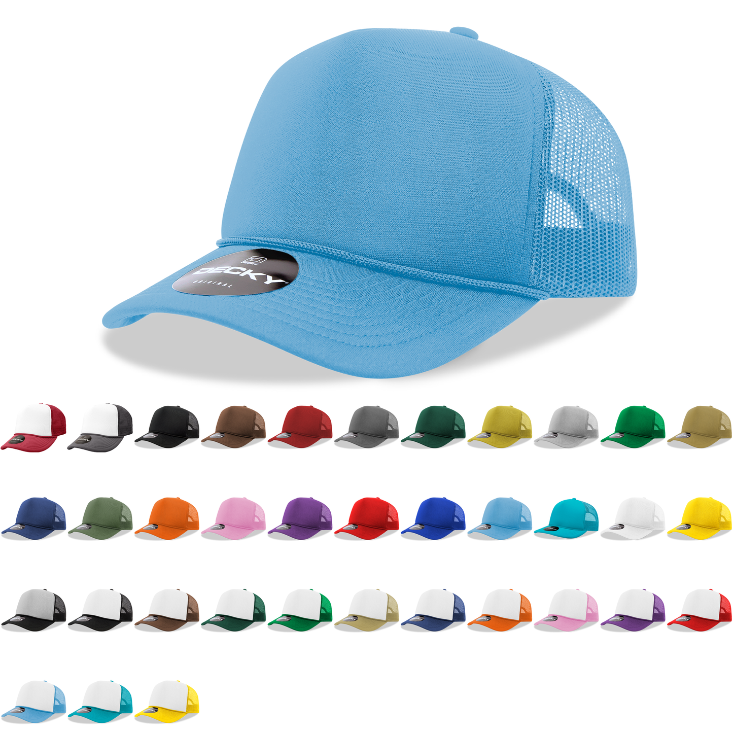 Decky 6025 - Mid Profile, 5 Panel Foam Trucker Hat - 6025: Black